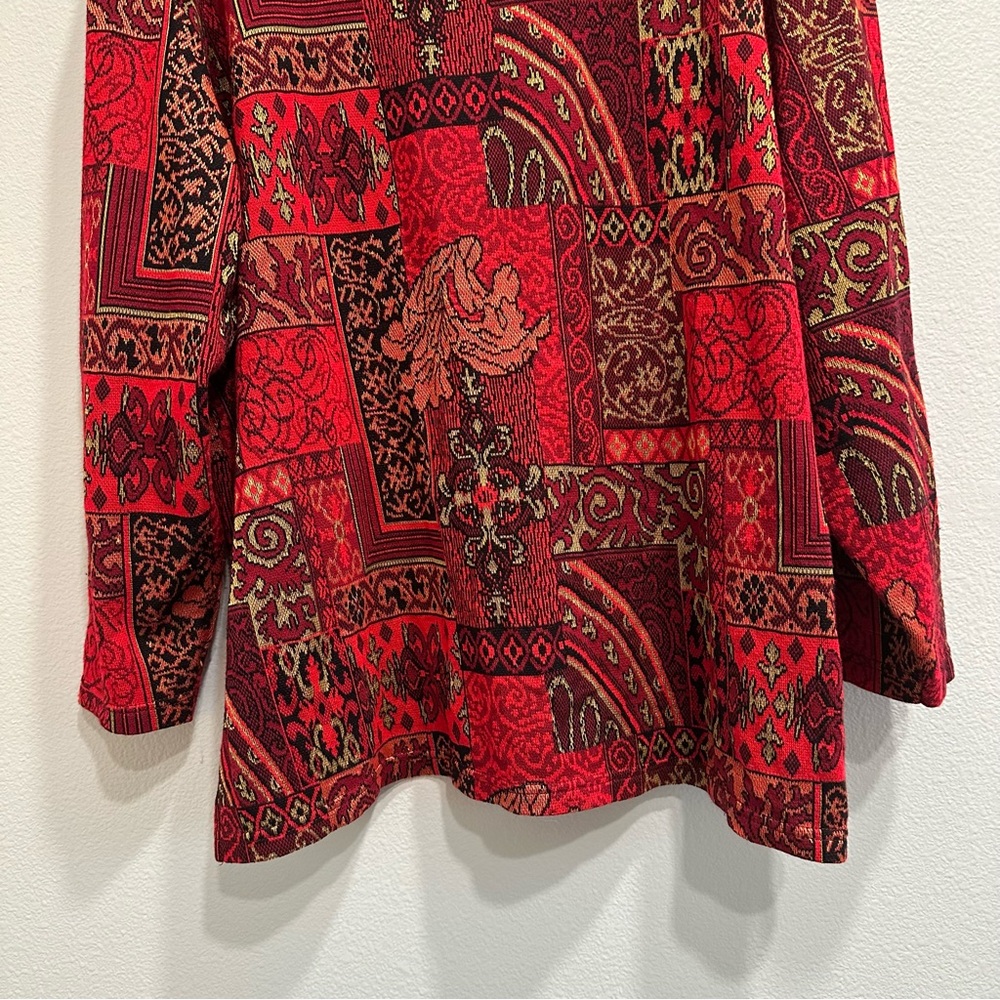 Vintage Red And Black Patterned Patchwork Top,80’… - image 3